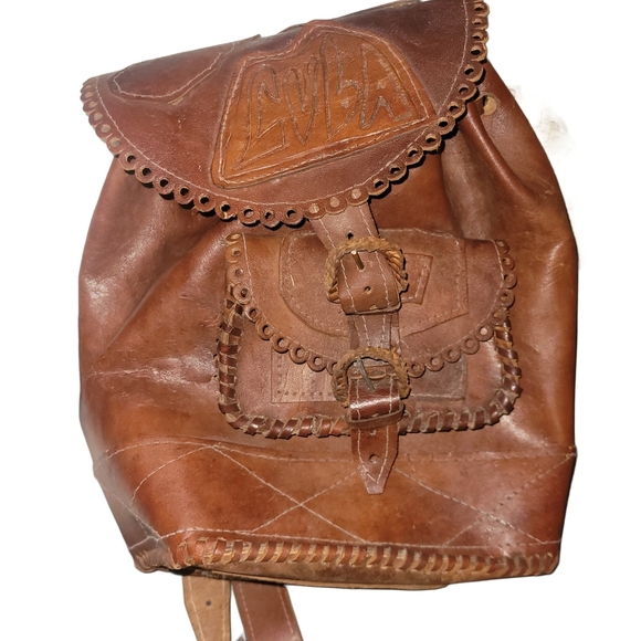 Rustic Handmade Leather Backpack - Picture 1 of 13